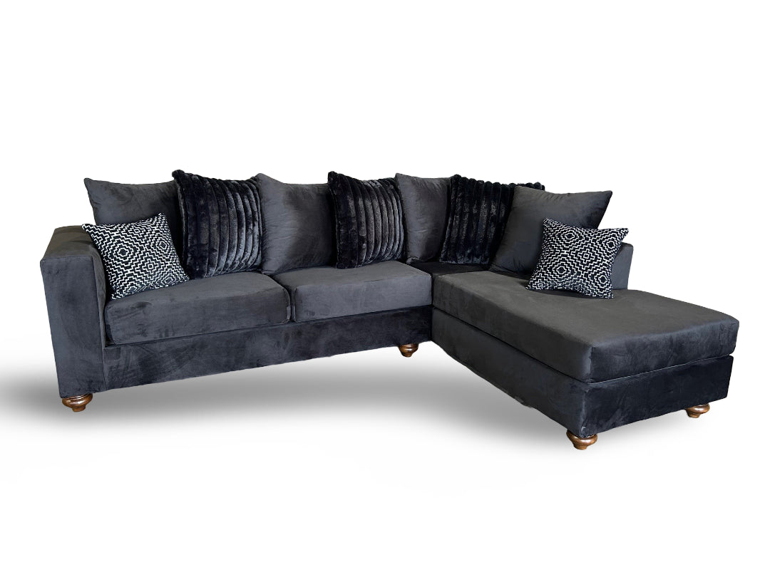 S310 Rivera Black Fabric Sectional