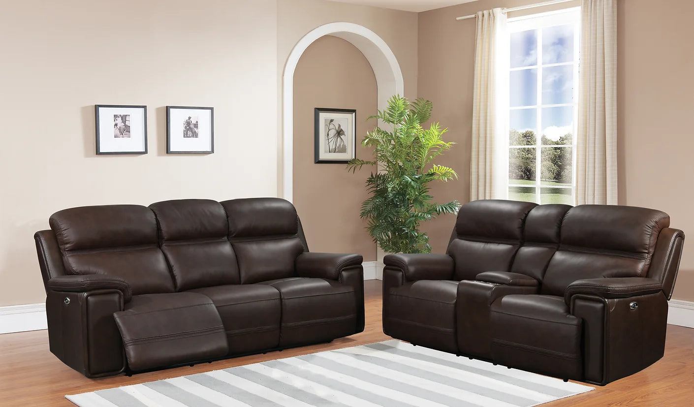 3pcs El Paso Dark Brown Top Grain Leather Power Reclining Set