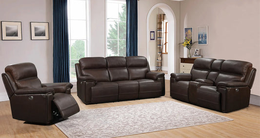 3pcs El Paso Dark Brown Top Grain Leather Power Reclining Set