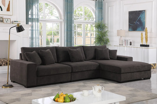 3pcs Comfy Grey Chenille Sectional