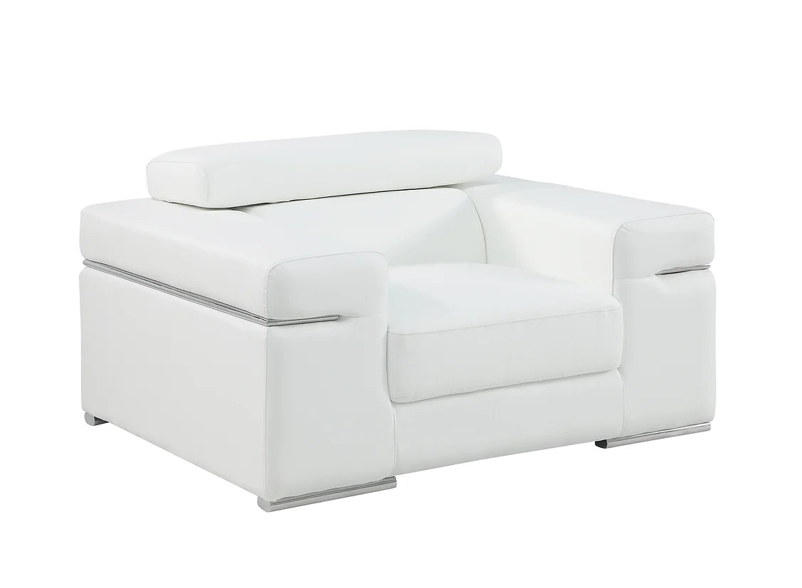 Soho White Italian Leather Sofa, Loveseat & Chair