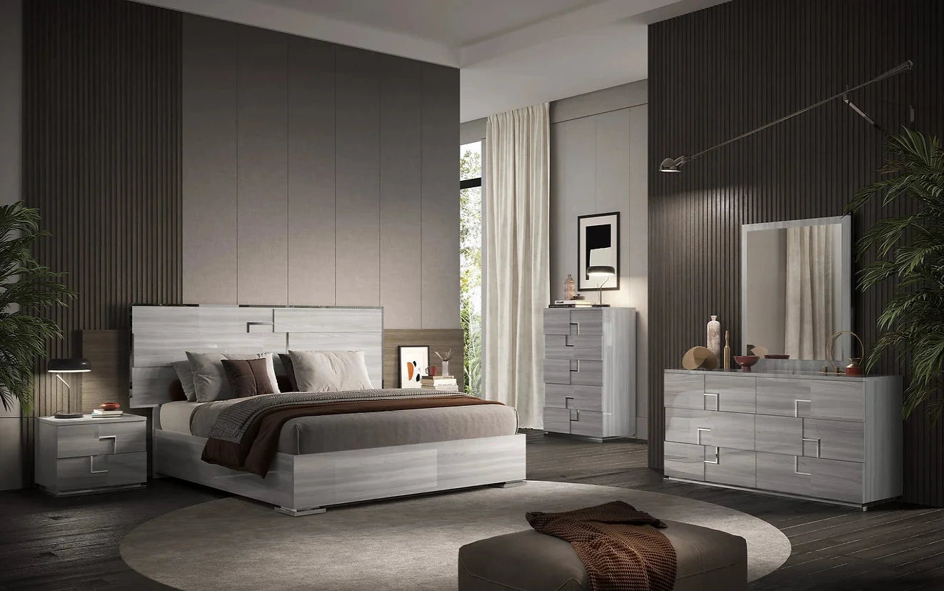 5pcs Infinity Grey Italian Bedroom Set