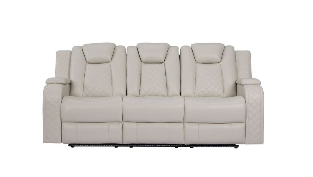 3pcs Galaxy Cream Leather Gel Power LED, Speaker & Bluetooth Sofa Set