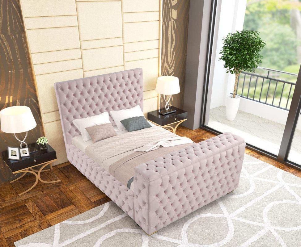 Future Pink Platform Bed Frame with TV Stand