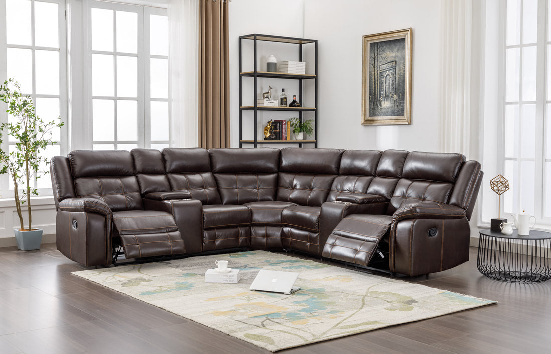 Jacob Brown Leather Reclining Sectional