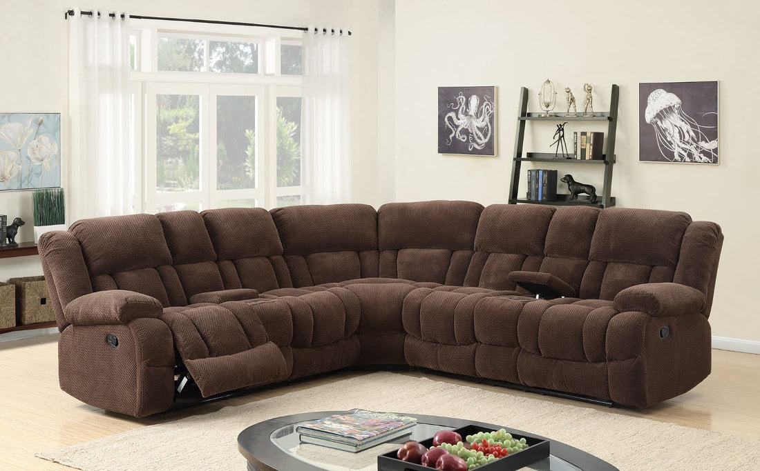 Jade 21 Brown Fabric Plush Reclining Sectional