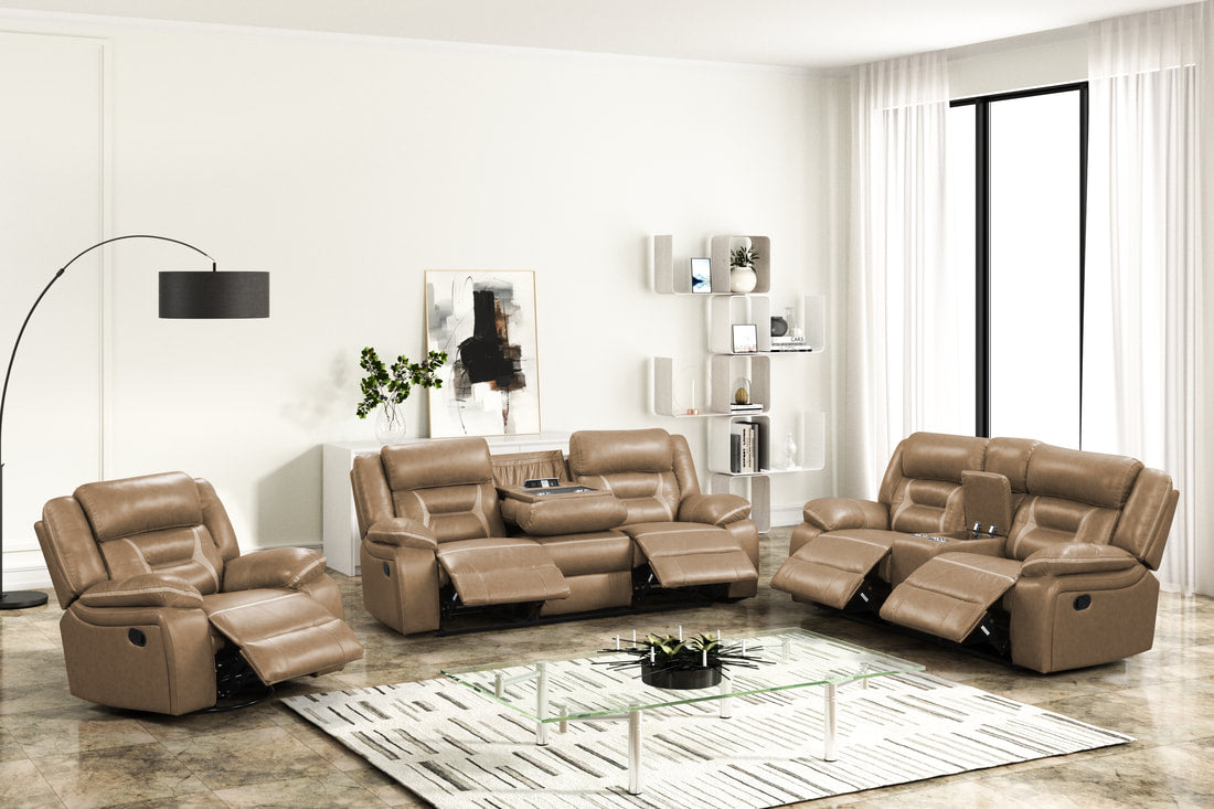 3pcs Luka Light Brown Palomino Oversized Reclining Set