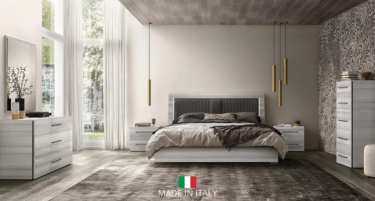 5pcs Mia Grey Italian Bedroom Set