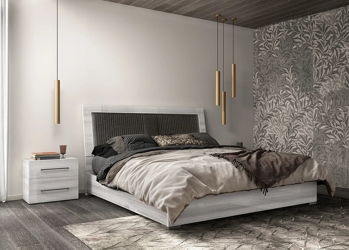 5pcs Mia Grey Italian Bedroom Set