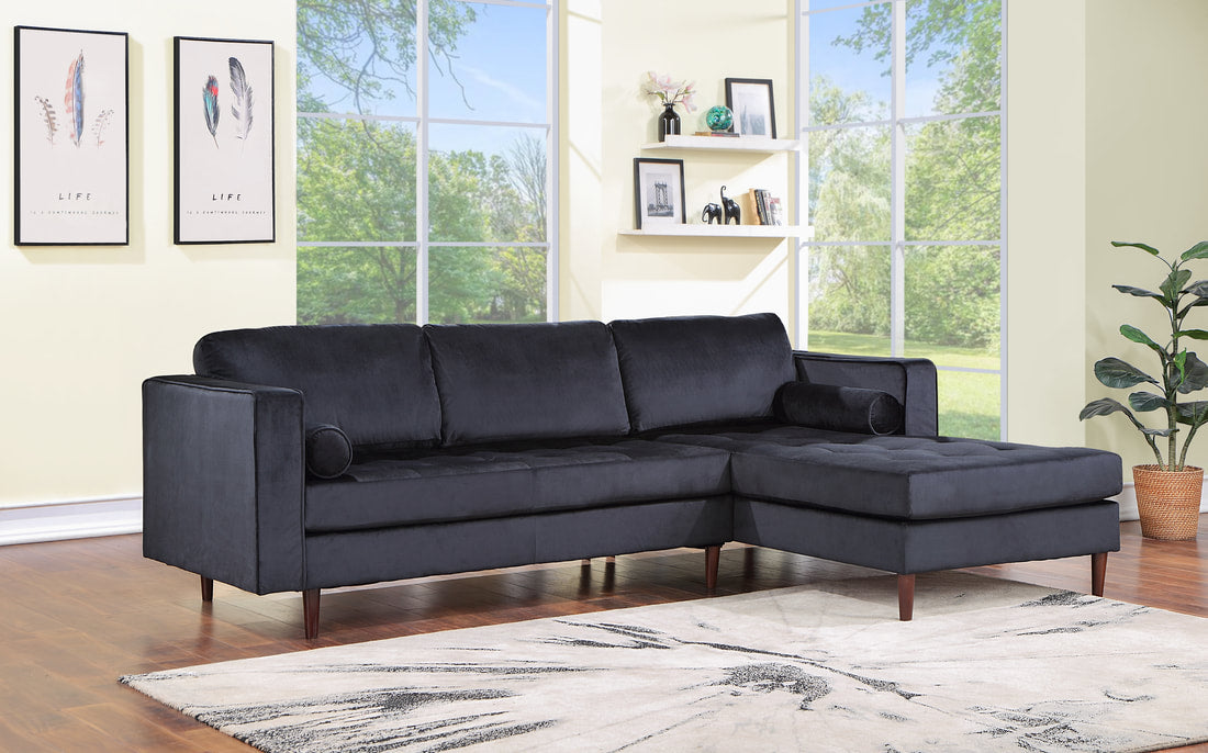 Roxy Black Velvet Sectional