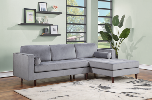 Roxy Grey Velvet Sectional