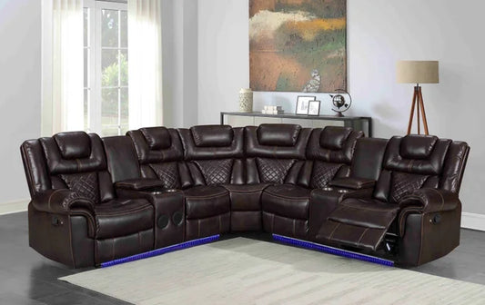 Alexa2023 Black Leather Power Reclining Sectional