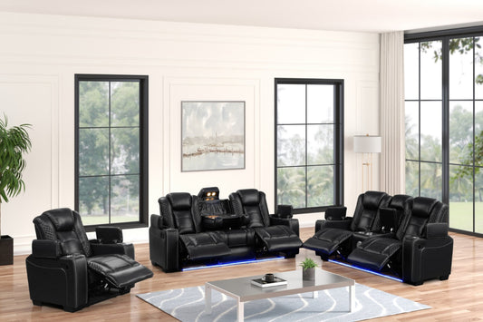 3pcs STEFANO40 Black Leather Gel Reclining Set