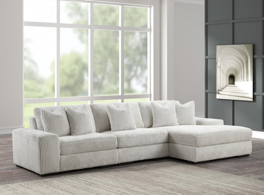 Sunday Beige Fabric 3pcs Sectional