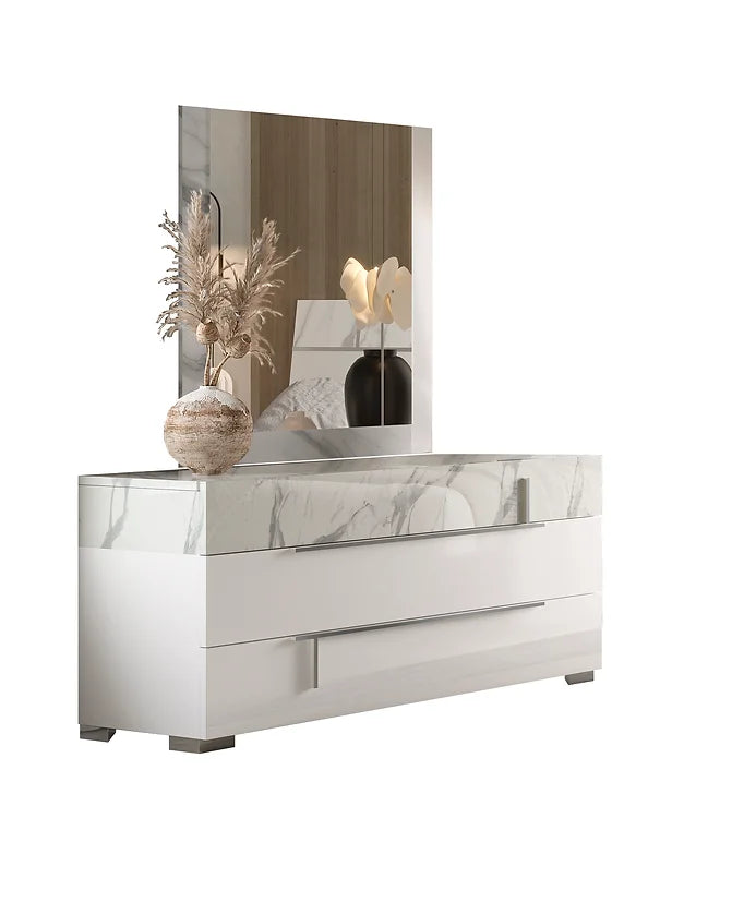 5pcs Sunset II White Marble Italian Bedroom Set