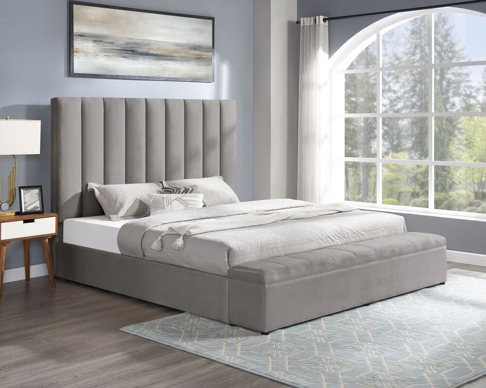 Valencia Gray Platform Storage Bed Frame