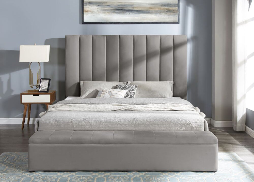 Valencia Gray Platform Storage Bed Frame