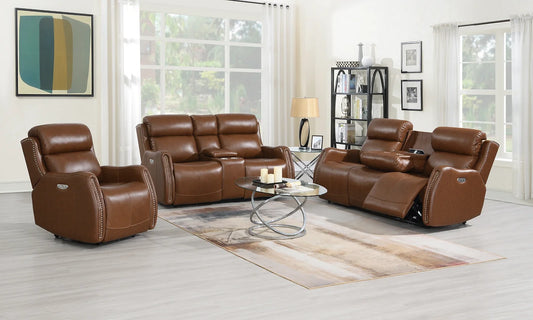 Victor Light Brown Leather Power Reclining Set