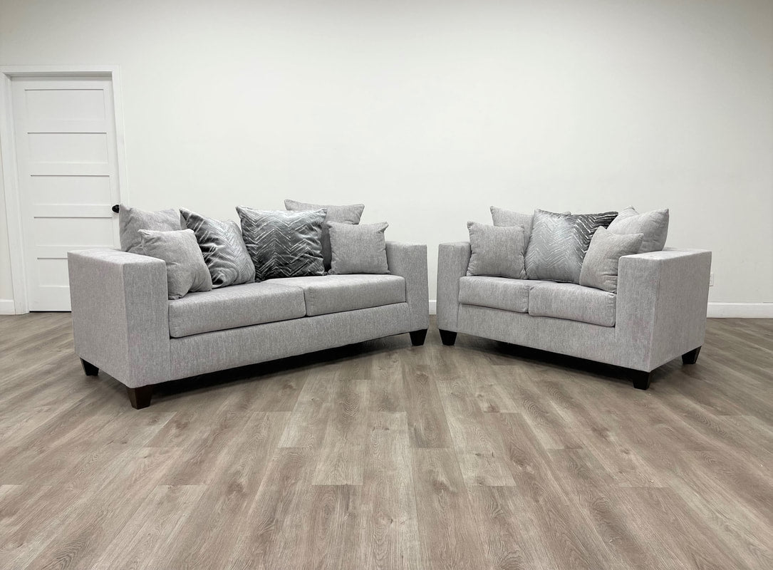 Silver Fabric Sofa & Loveseat Set