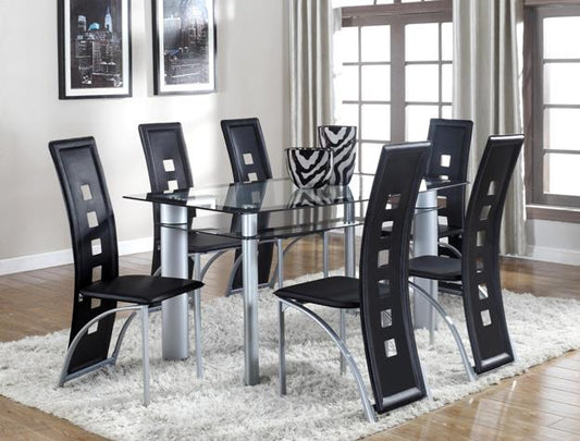 6pcs Glass Top Dining Set (Multiple Colors)