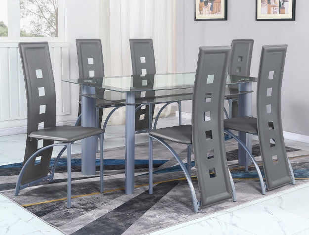 6pcs Glass Top Dining Set (Multiple Colors)