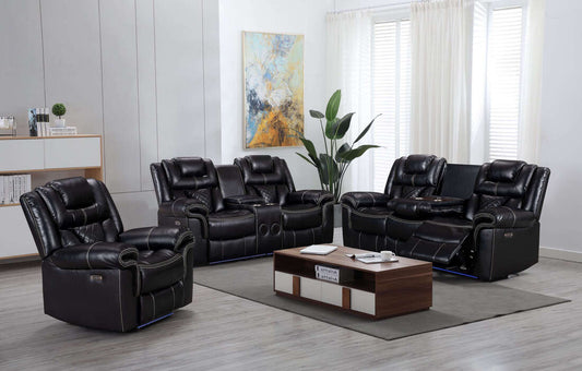 3pcs Alexa Black Power Reclining Sofa Set