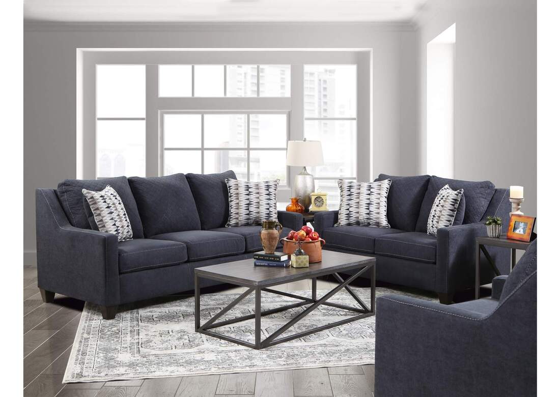 Navy Grey Sofa & Loveseat Set