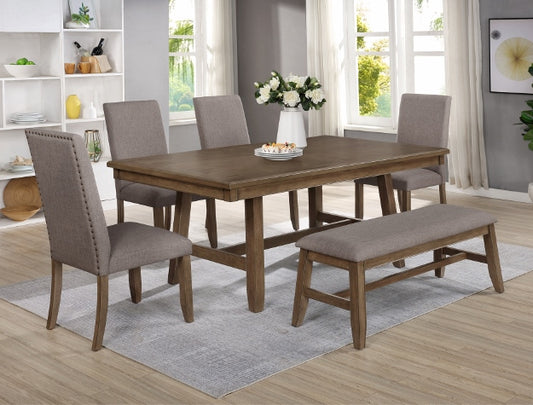 6pcs Wood & Fabric Chairs Dining Set