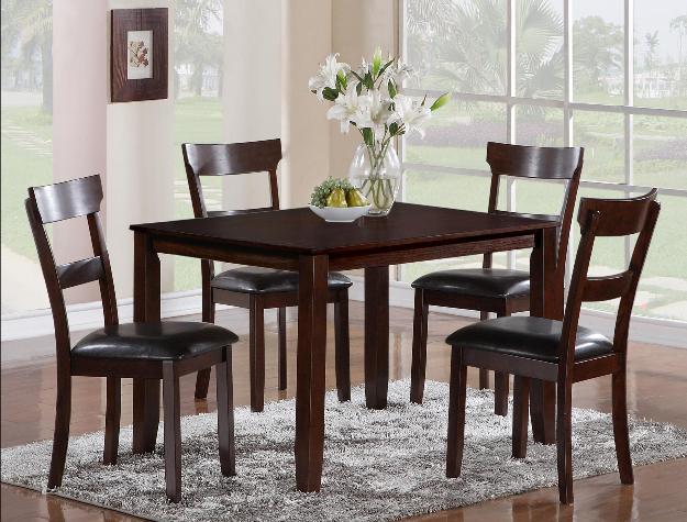 5pcs Brown Wood Dining Set