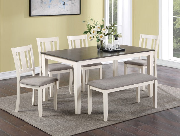 5pcs White off Finish Wood Dining Set