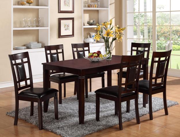 7pcs Brown Wood Dining Set