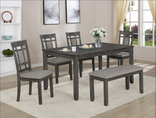 6pcs Grey Finish Wood Dining Set