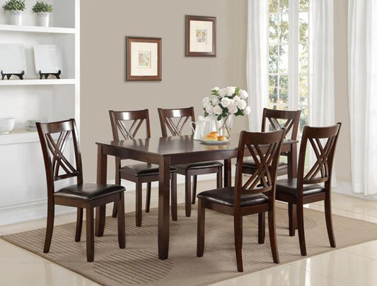 7pcs Brown Wood Dining Set