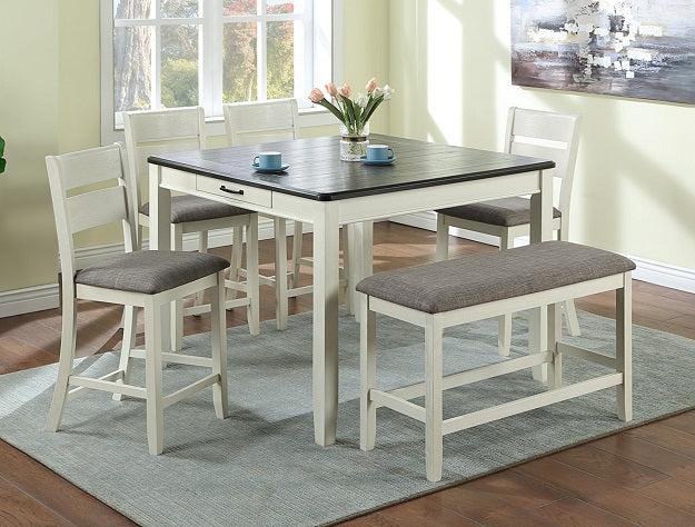 5pcs White Wood Finish Dining Set