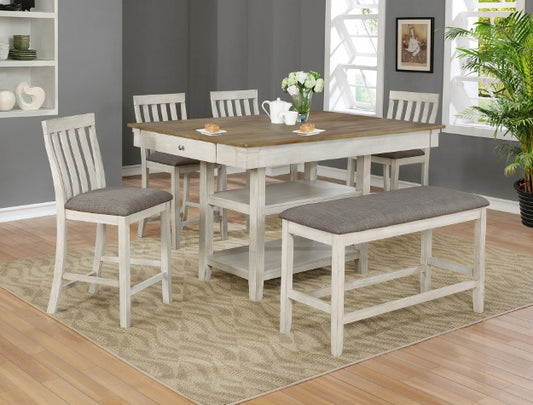 6pcs White-off Wood Finish Dining Set