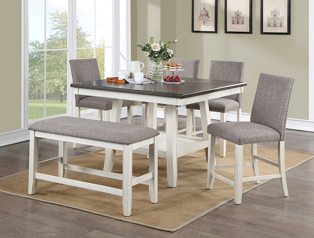 6pcs White Wood Dining Set