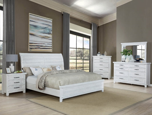 5pcs White Finish Wood Bedroom Set (Multiple Sizes)