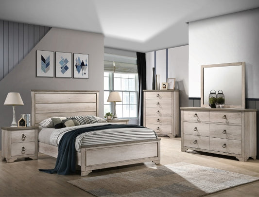 5pcs Beige Finish Wood Bedroom Set (Multiple Sets)