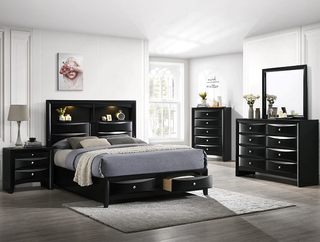 5cps Black Wood Finish Bedroom Set (Multiple Sizes & Colors)