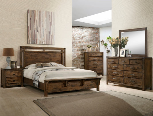 5pcs Brown Wood Bedroom Set ( Multiple Sizes)