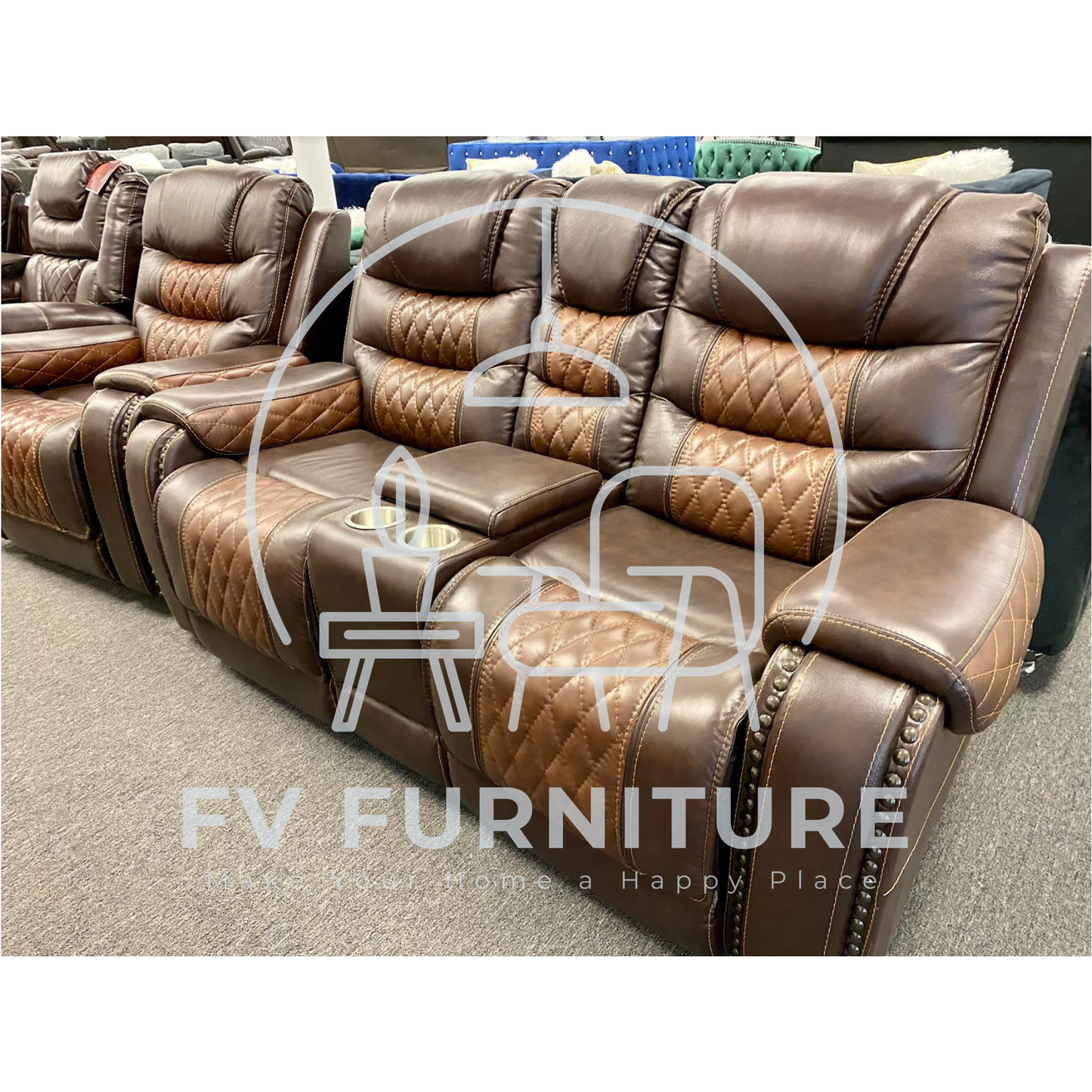 3pcs Glendale Brown Top Grain Leather Power Reclining Sofa Set