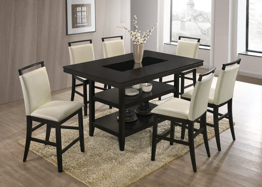 7pcs Wood Top with Faux Leather Chairs Dining Set (Multiple Colors)