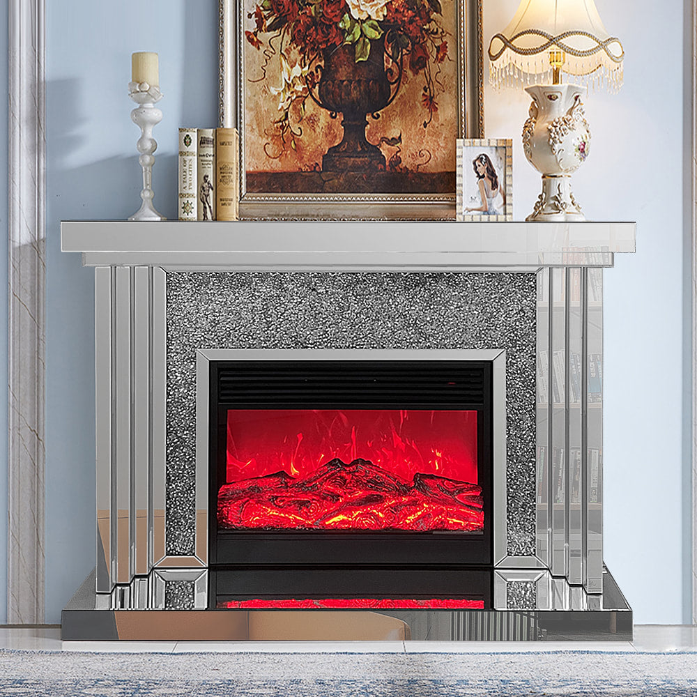 Glass Mirror Electric Fireplace