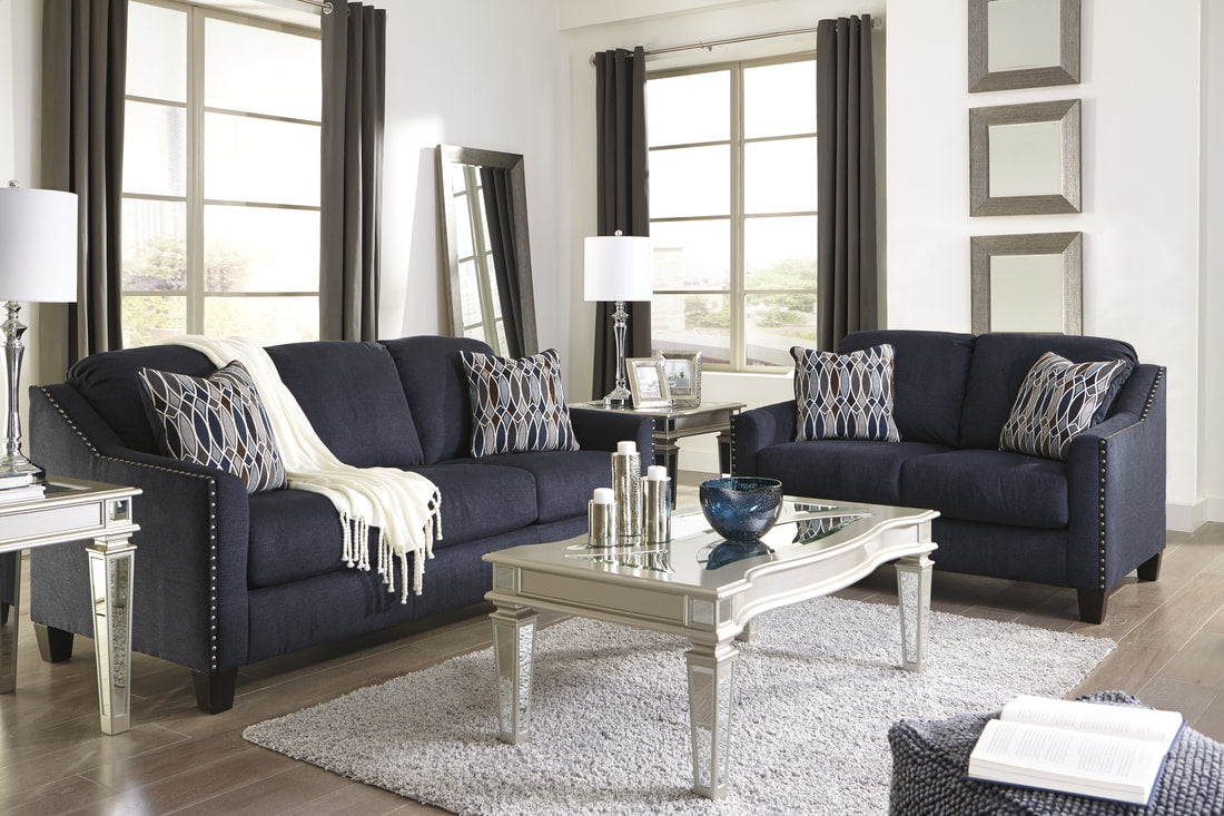 Dark Grey Fabric Sofa & Loveseat Set