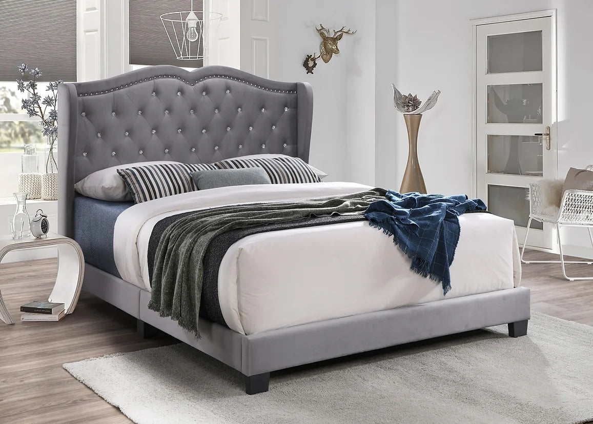 Diamond Velvet Platform Bed Frame (Multiple Colors)