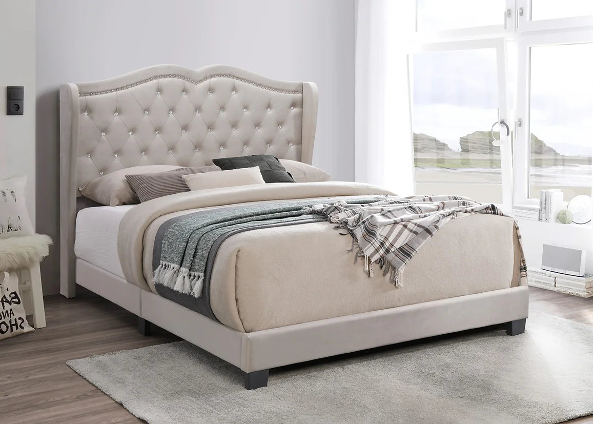 Diamond Velvet Platform Bed Frame (Multiple Colors)