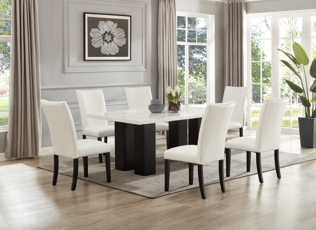 Dining table set with velvet online chairs