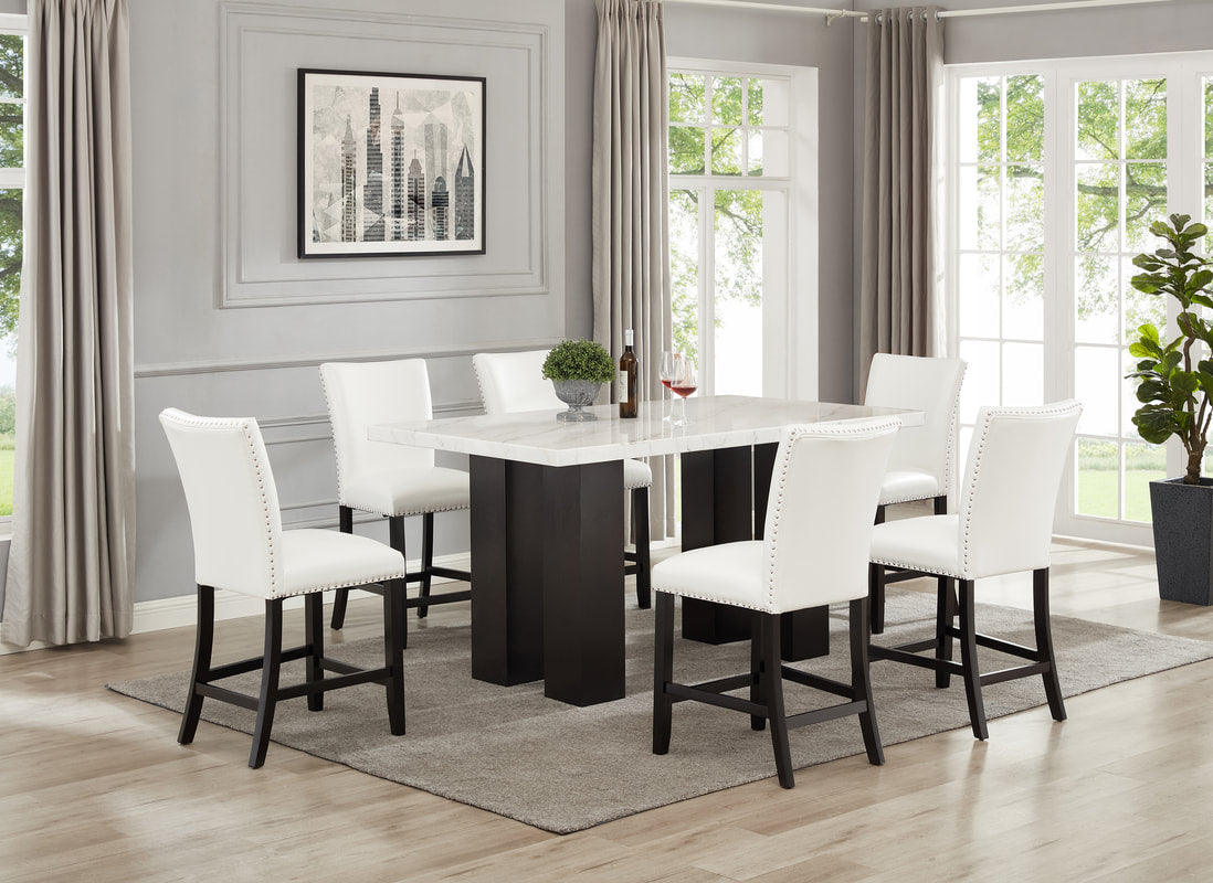 Counter height marble discount top dining table set