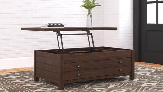 Brown Lift Top Cocktail Table